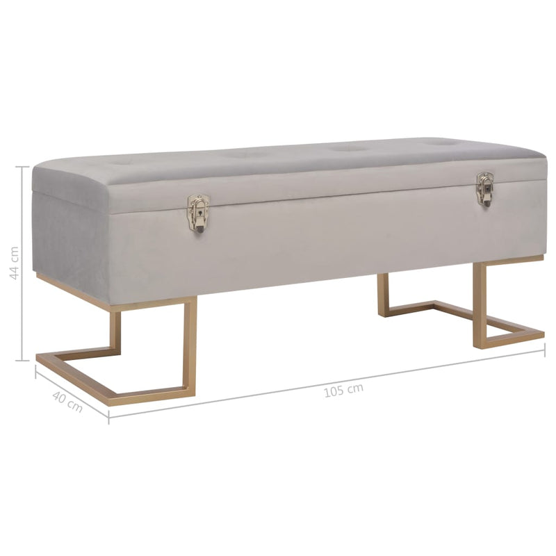 vidaXL Bench with Storage Compartment 105 cm Grey Velvet