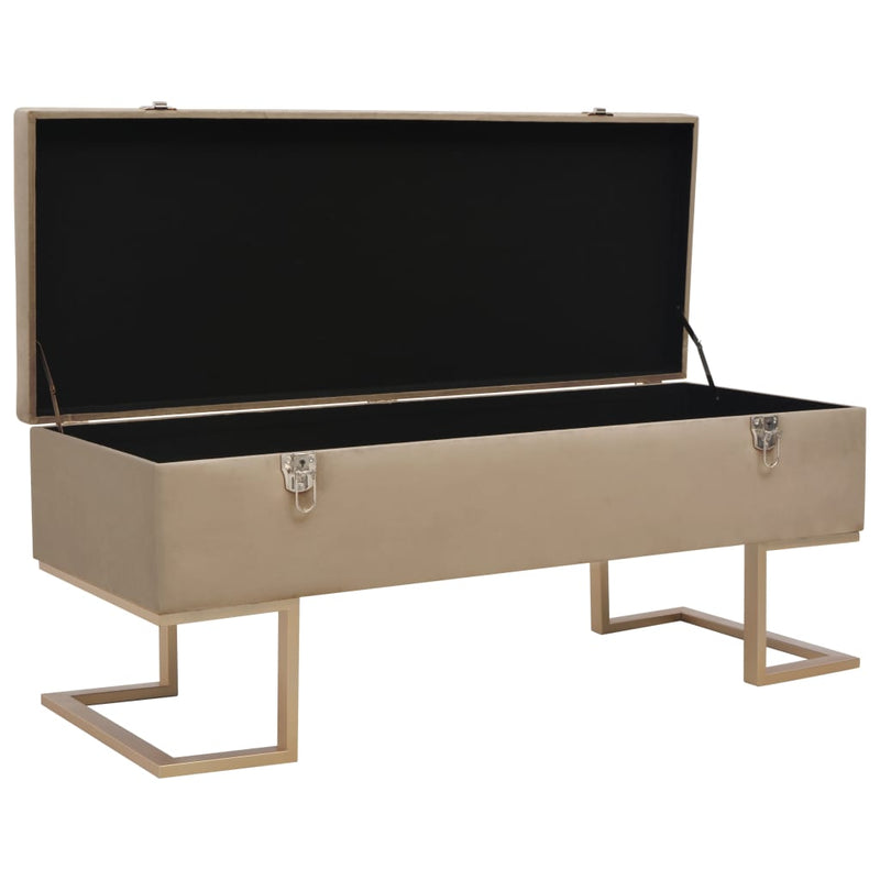 vidaXL Bench with Storage Compartment 105 cm Beige Velvet