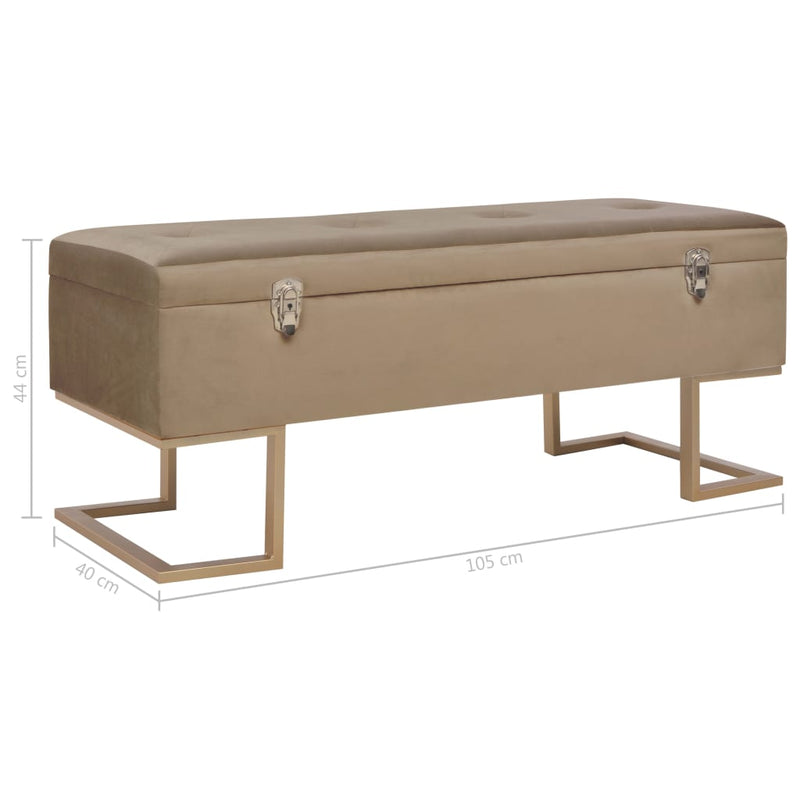vidaXL Bench with Storage Compartment 105 cm Beige Velvet
