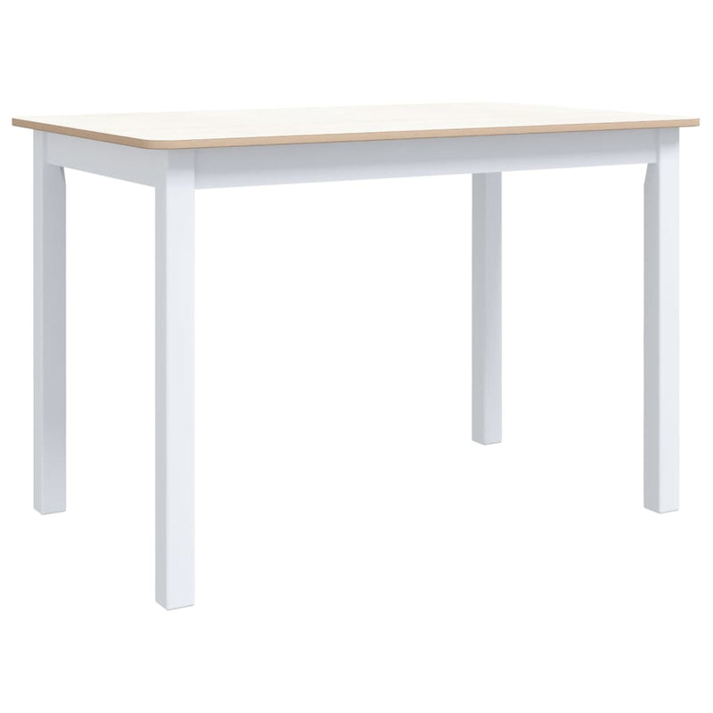 vidaXL Dining Table White and Brown 106 cm Solid Rubber Wood