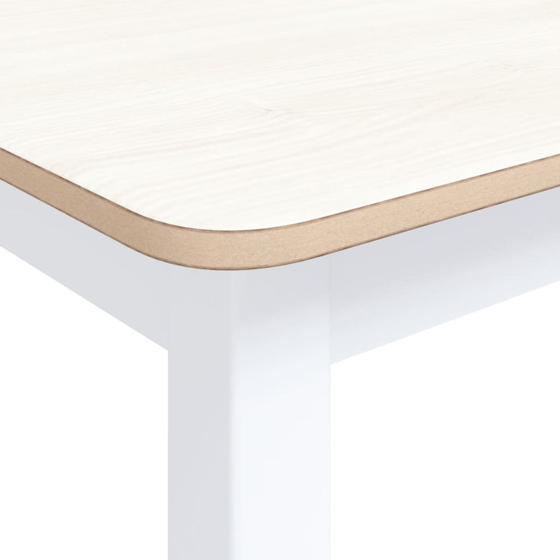 vidaXL Dining Table White and Brown 106 cm Solid Rubber Wood