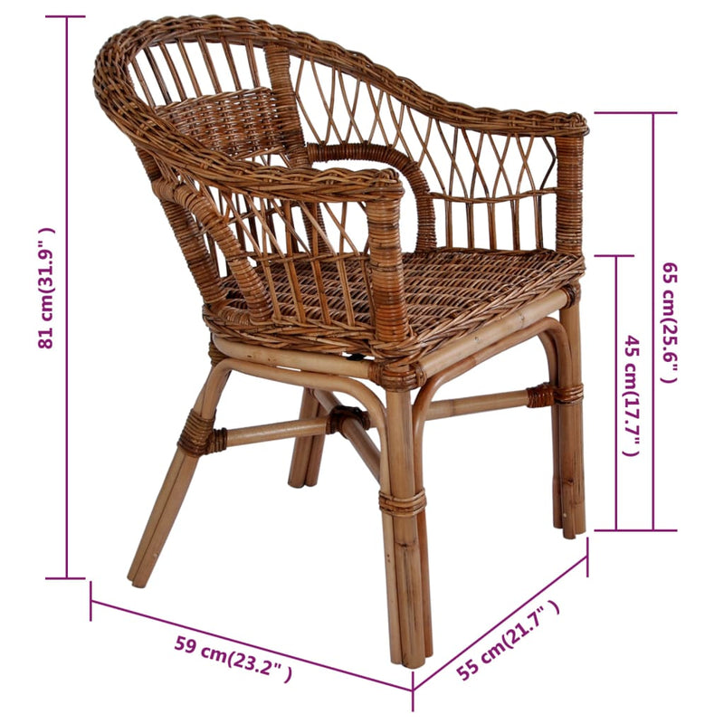 vidaXL Outdoor Chairs 2 pcs Natural Rattan Brown