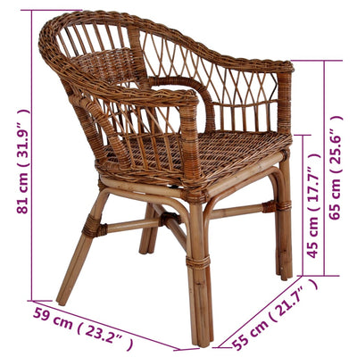 vidaXL Outdoor Chairs 6 pcs Natural Rattan Brown
