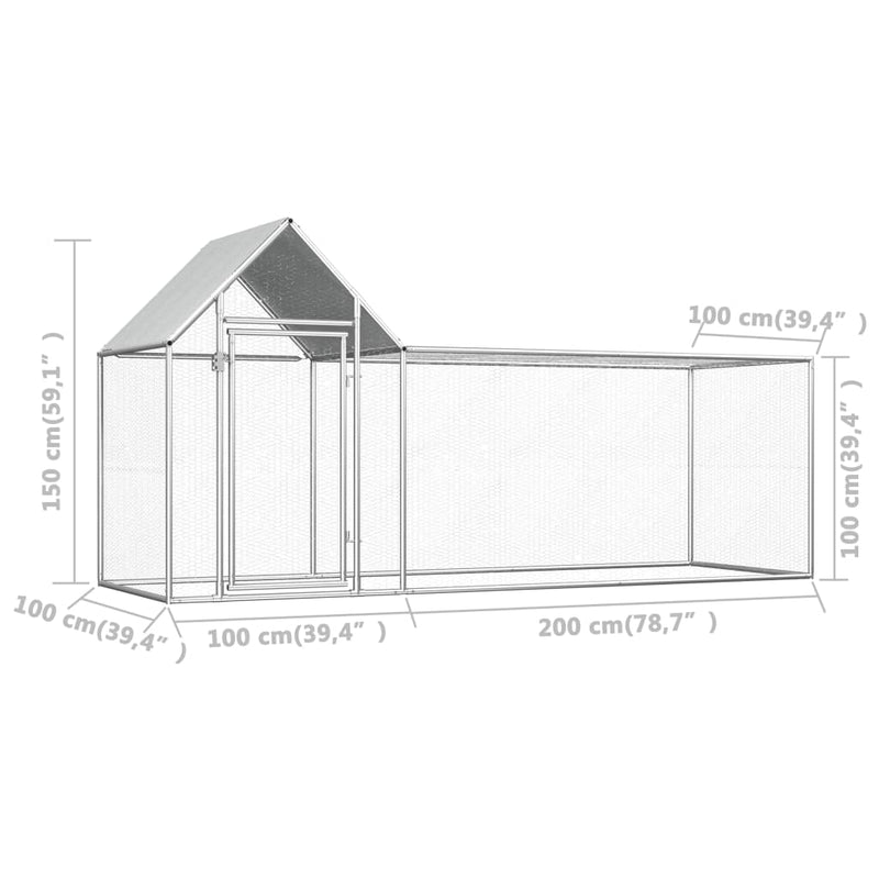 vidaXL Chicken Coop 2x1x1.5 m Galvanised Steel