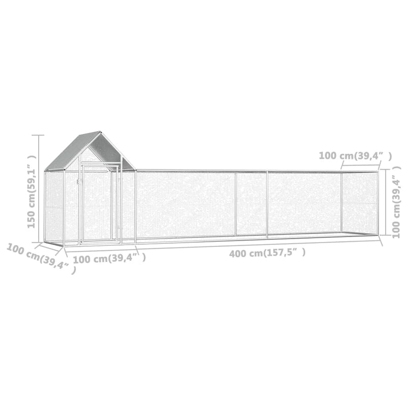 vidaXL Chicken Coop 2x1x1.5 m Galvanised Steel