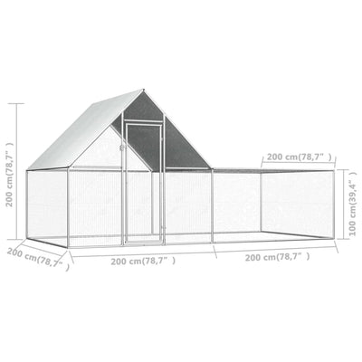 vidaXL Chicken Coop 2x1x1.5 m Galvanised Steel