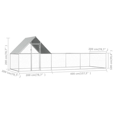 vidaXL Chicken Coop 2x1x1.5 m Galvanised Steel
