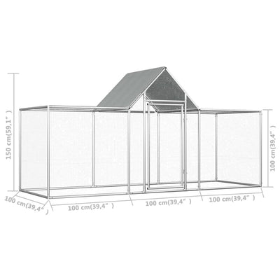 vidaXL Chicken Coop 2x1x1.5 m Galvanised Steel