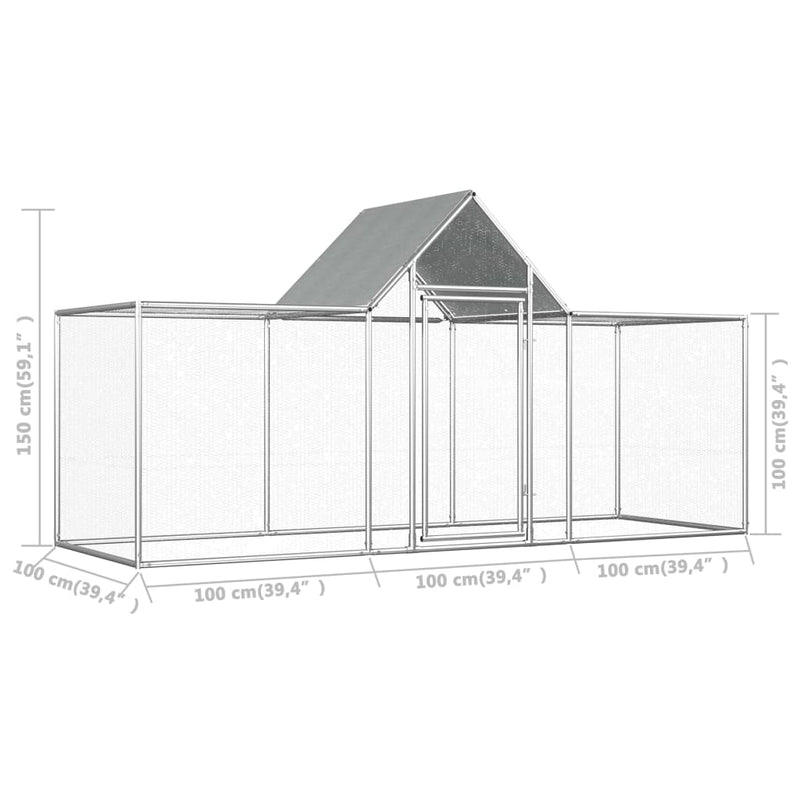 vidaXL Chicken Coop 2x1x1.5 m Galvanised Steel