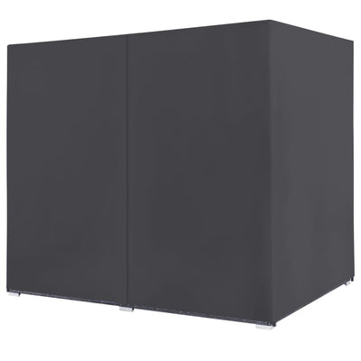 vidaXL Outdoor Lounge Bed with Curtains Poly Rattan Grey