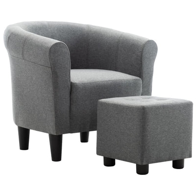 vidaXL 2 Piece Armchair and Stool Set Dark Grey Fabric