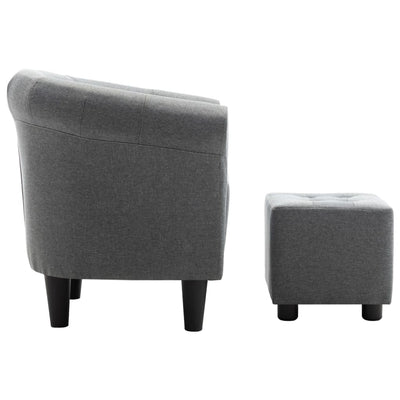 vidaXL 2 Piece Armchair and Stool Set Dark Grey Fabric