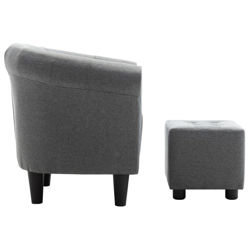 vidaXL 2 Piece Armchair and Stool Set Dark Grey Fabric