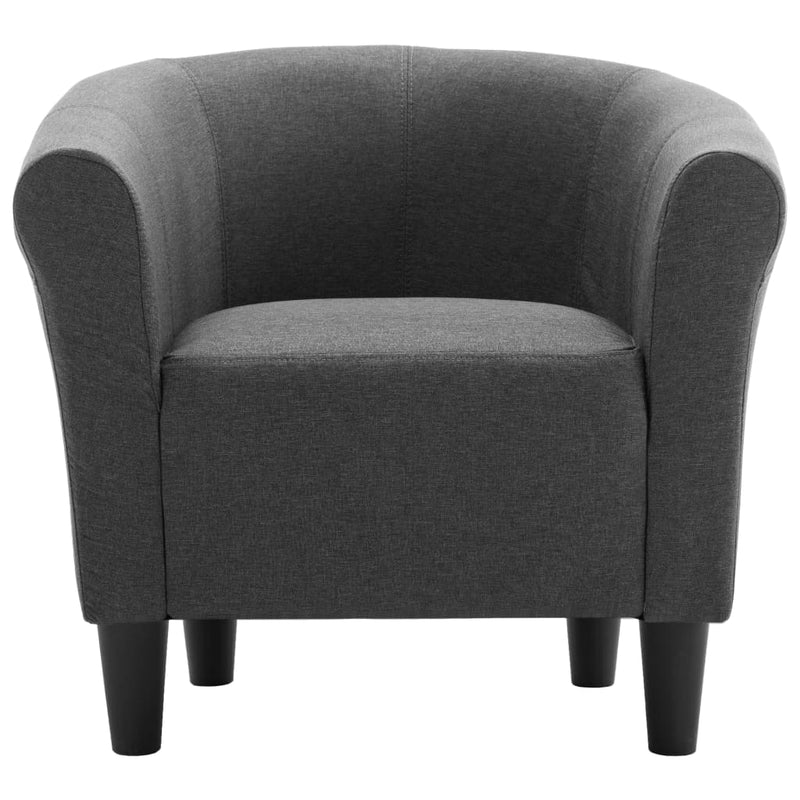 vidaXL 2 Piece Armchair and Stool Set Dark Grey Fabric