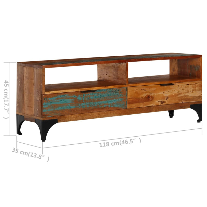 vidaXL TV Cabinet 118x35x45 cm Solid Reclaimed Wood