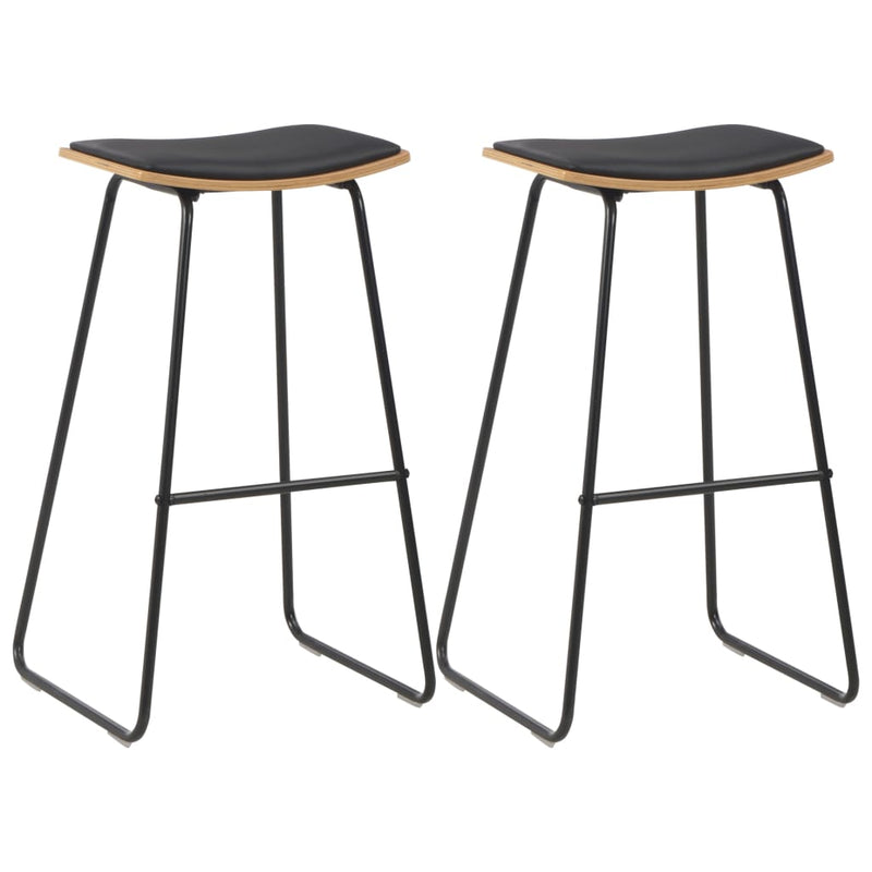 vidaXL Bar Stools 2 pcs Black Faux Leather