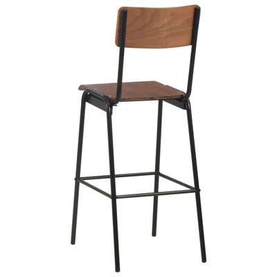 vidaXL Bar Chairs 2 pcs Black Solid Plywood Steel