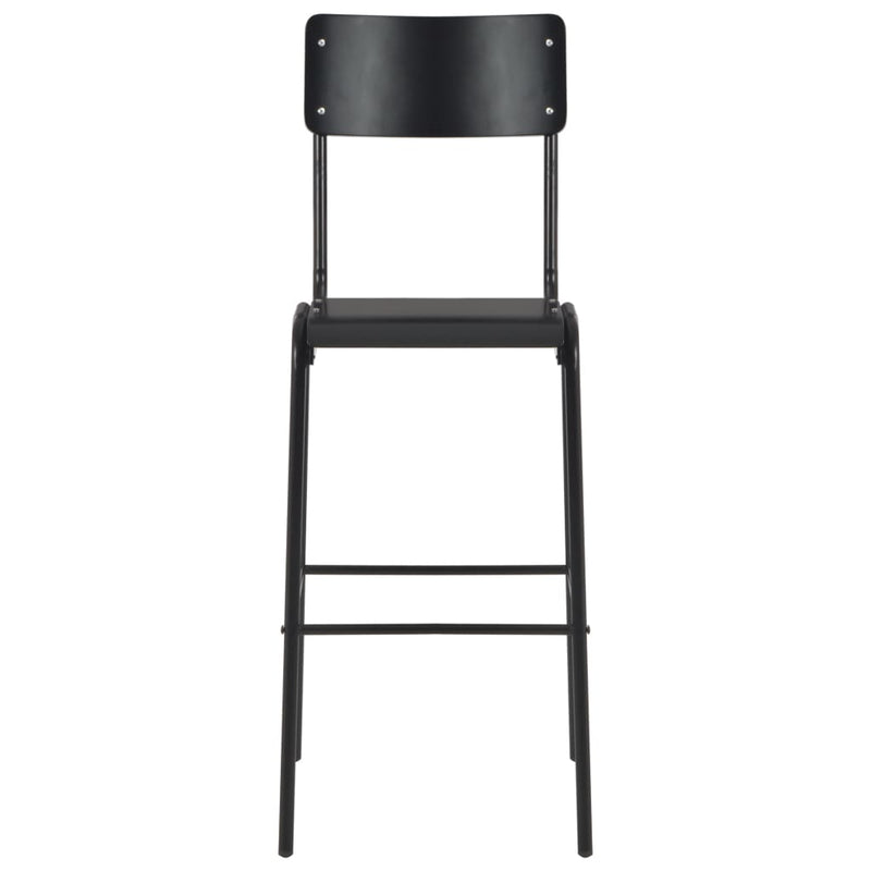 vidaXL Bar Chairs 2 pcs Black Solid Plywood Steel