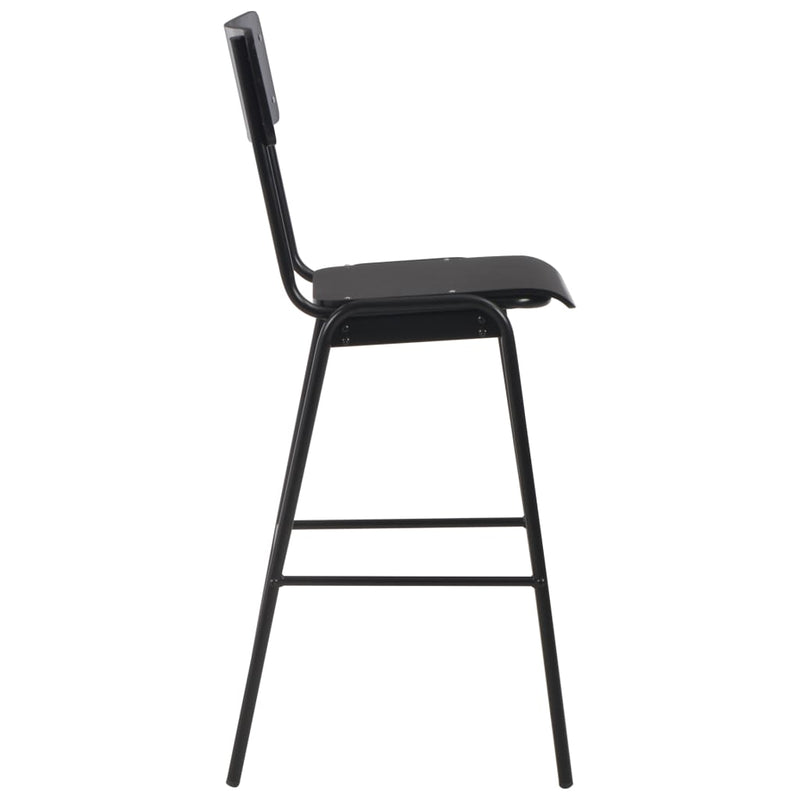 vidaXL Bar Chairs 2 pcs Black Solid Plywood Steel