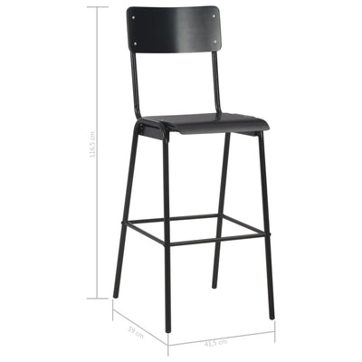 vidaXL Bar Chairs 2 pcs Black Solid Plywood Steel