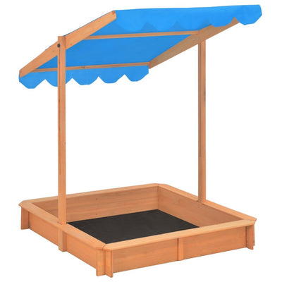 vidaXL Sandbox with Adjustable Roof Fir Wood Blue UV50