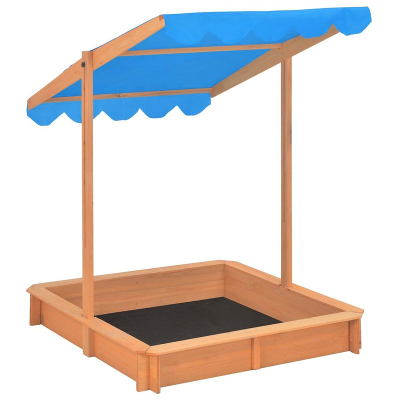 vidaXL Sandbox with Adjustable Roof Fir Wood Blue UV50