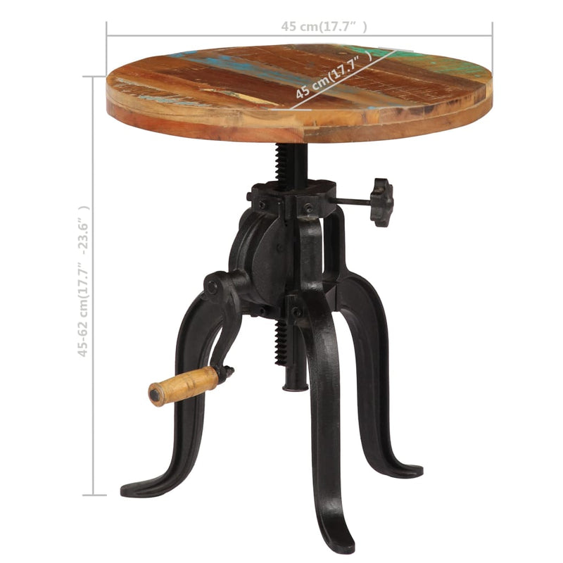 vidaXL Side Table 45x(45-62) cm Solid Reclaimed Wood and Cast Iron