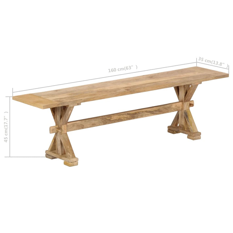 vidaXL Hall Bench 120x35x45 cm Solid Mango Wood