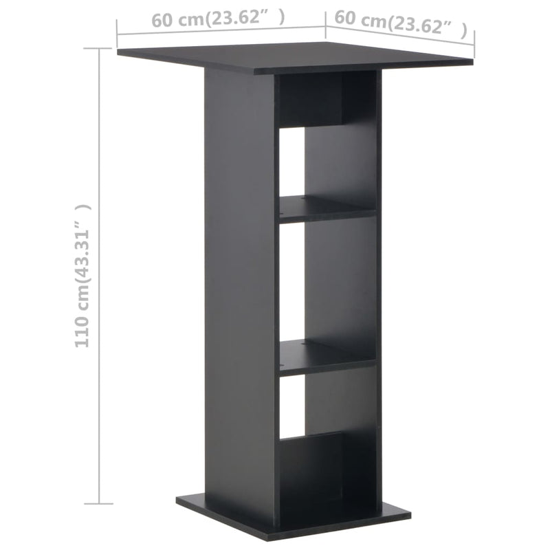 vidaXL Bar Table Black 60x60x110 cm