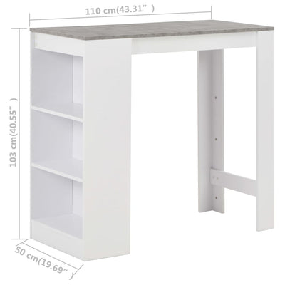 vidaXL Bar Table with Shelf Black 110x50x103 cm