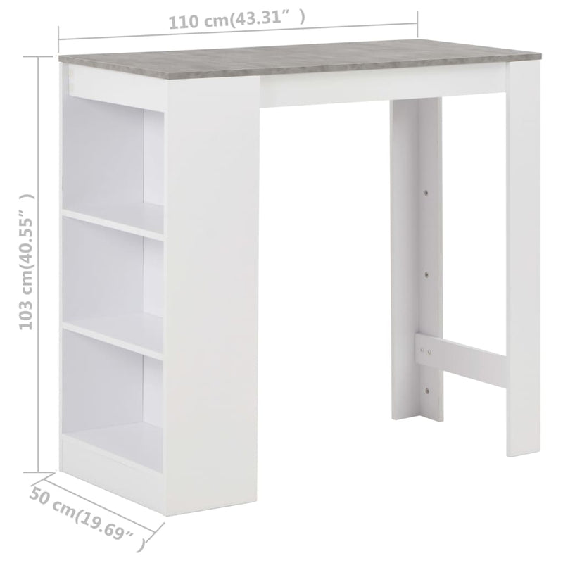 vidaXL Bar Table with Shelf Black 110x50x103 cm