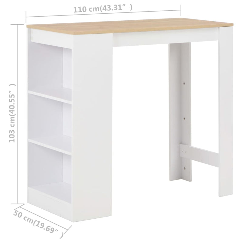 vidaXL Bar Table with Shelf Black 110x50x103 cm