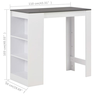 vidaXL Bar Table with Shelf Black 110x50x103 cm