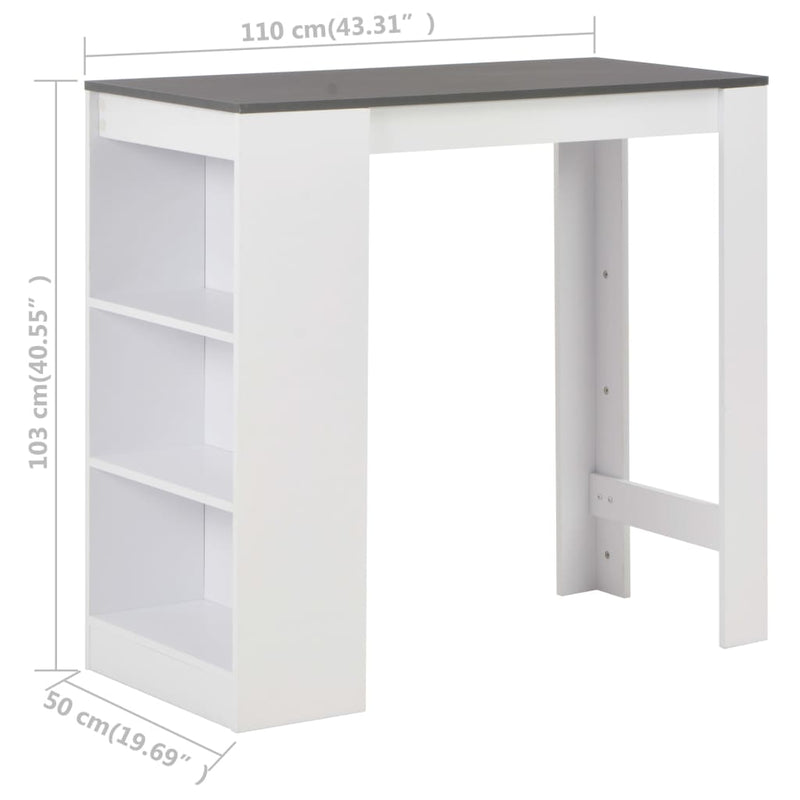 vidaXL Bar Table with Shelf Black 110x50x103 cm