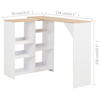 vidaXL Bar Table with Moveable Shelf Black 138x39x110 cm