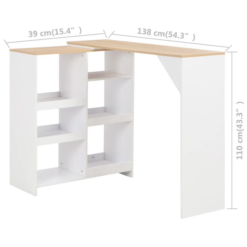 vidaXL Bar Table with Moveable Shelf Black 138x39x110 cm