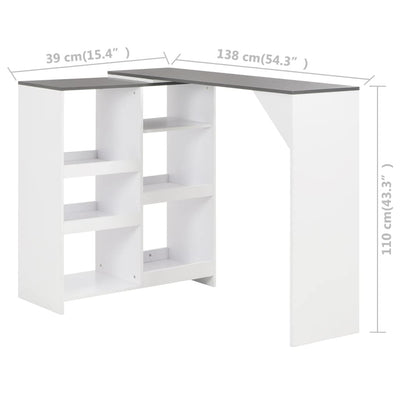 vidaXL Bar Table with Moveable Shelf Black 138x39x110 cm