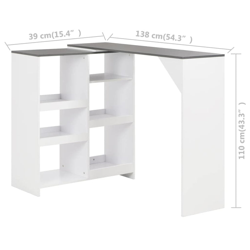 vidaXL Bar Table with Moveable Shelf Black 138x39x110 cm