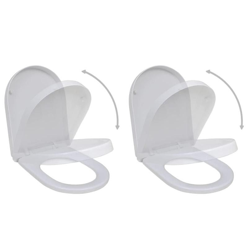 vidaXL Toilet Seats with Soft Close Lids 2 pcs Plastic White