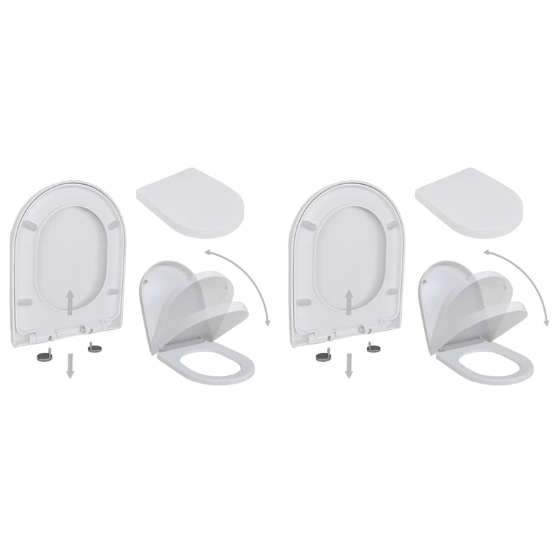 vidaXL Toilet Seats with Soft Close Lids 2 pcs Plastic White
