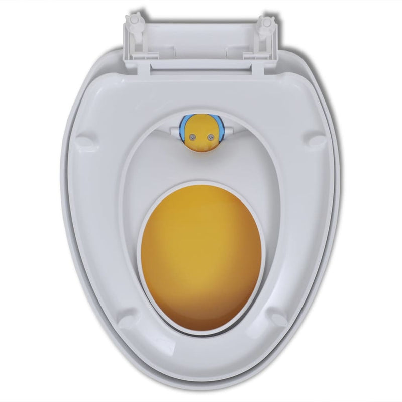 vidaXL Toilet Seats with Soft Close Lids 2 pcs Plastic White and Yellow