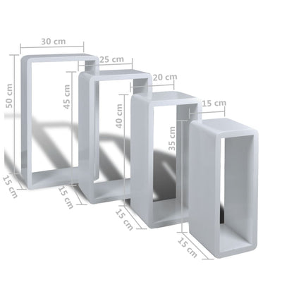 vidaXL Wall Cube Shelves 8 pcs White