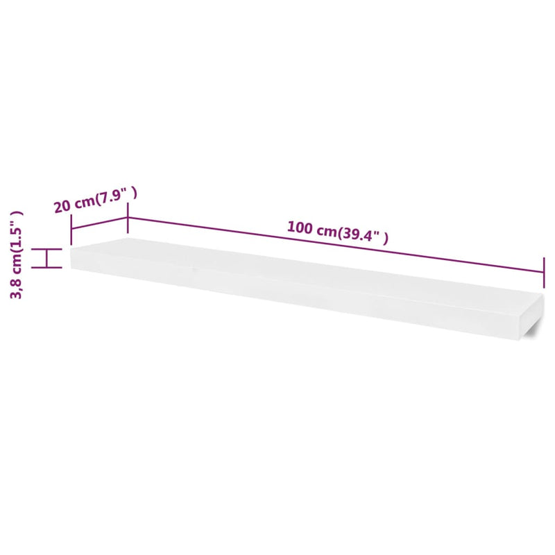 vidaXL Wall Shelves 4 pcs White 60 cm
