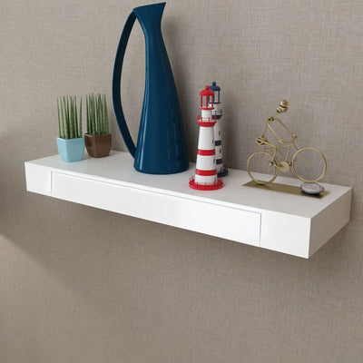 vidaXL Floating Wall Shelves with Drawers 2 pcs White 48 cm