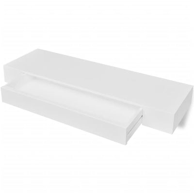vidaXL Floating Wall Shelves with Drawers 2 pcs White 48 cm