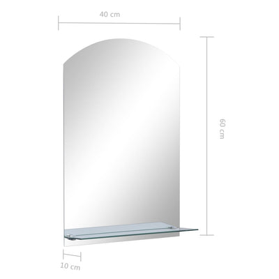 vidaXL Wall Mirror with Shelf 30x50 cm Tempered Glass