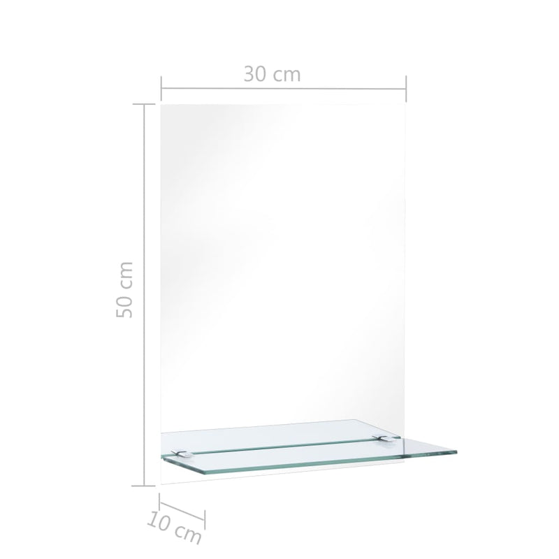 vidaXL Wall Mirror with Shelf 30x50 cm Tempered Glass