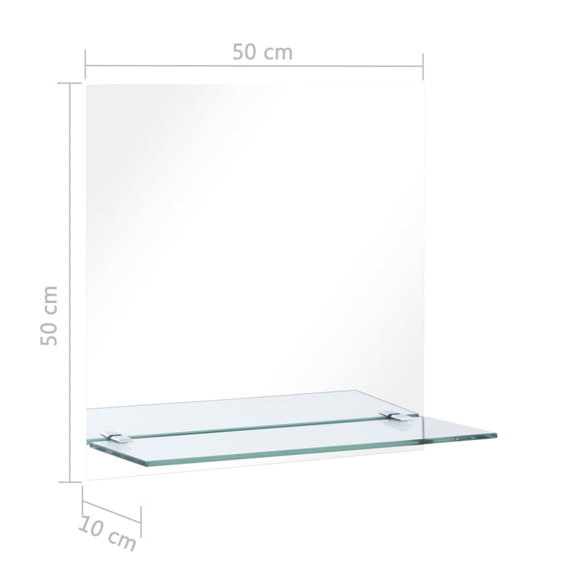 vidaXL Wall Mirror with Shelf 30x50 cm Tempered Glass