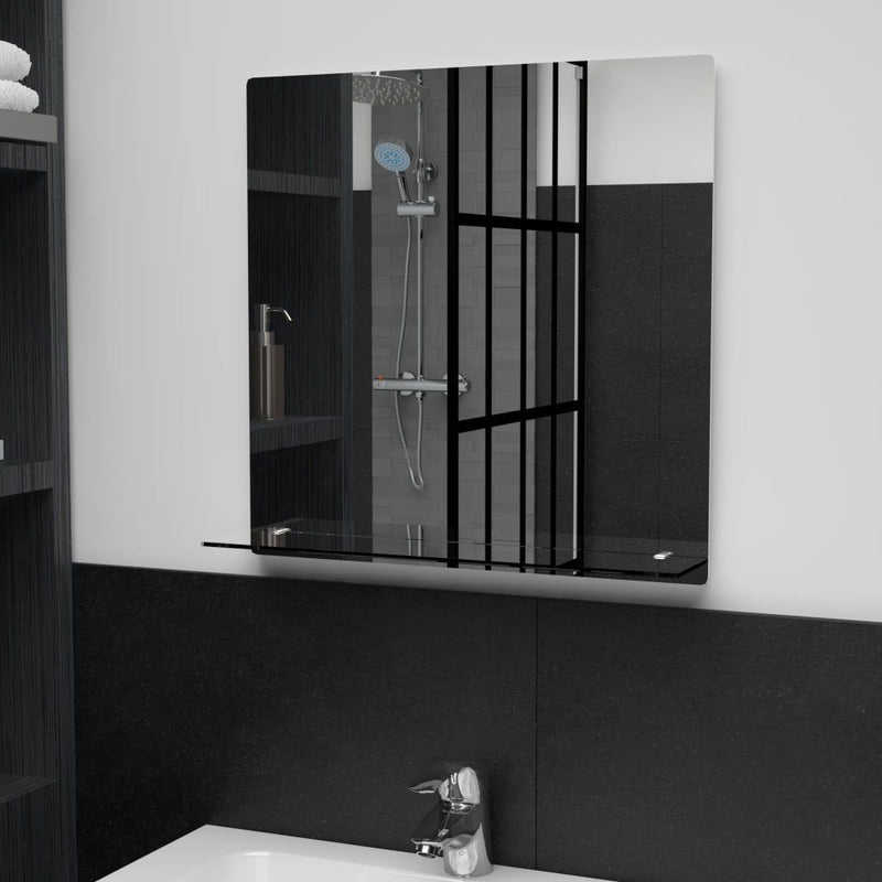 vidaXL Wall Mirror with Shelf 30x50 cm Tempered Glass