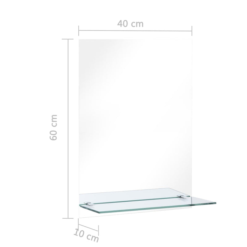 vidaXL Wall Mirror with Shelf 30x50 cm Tempered Glass